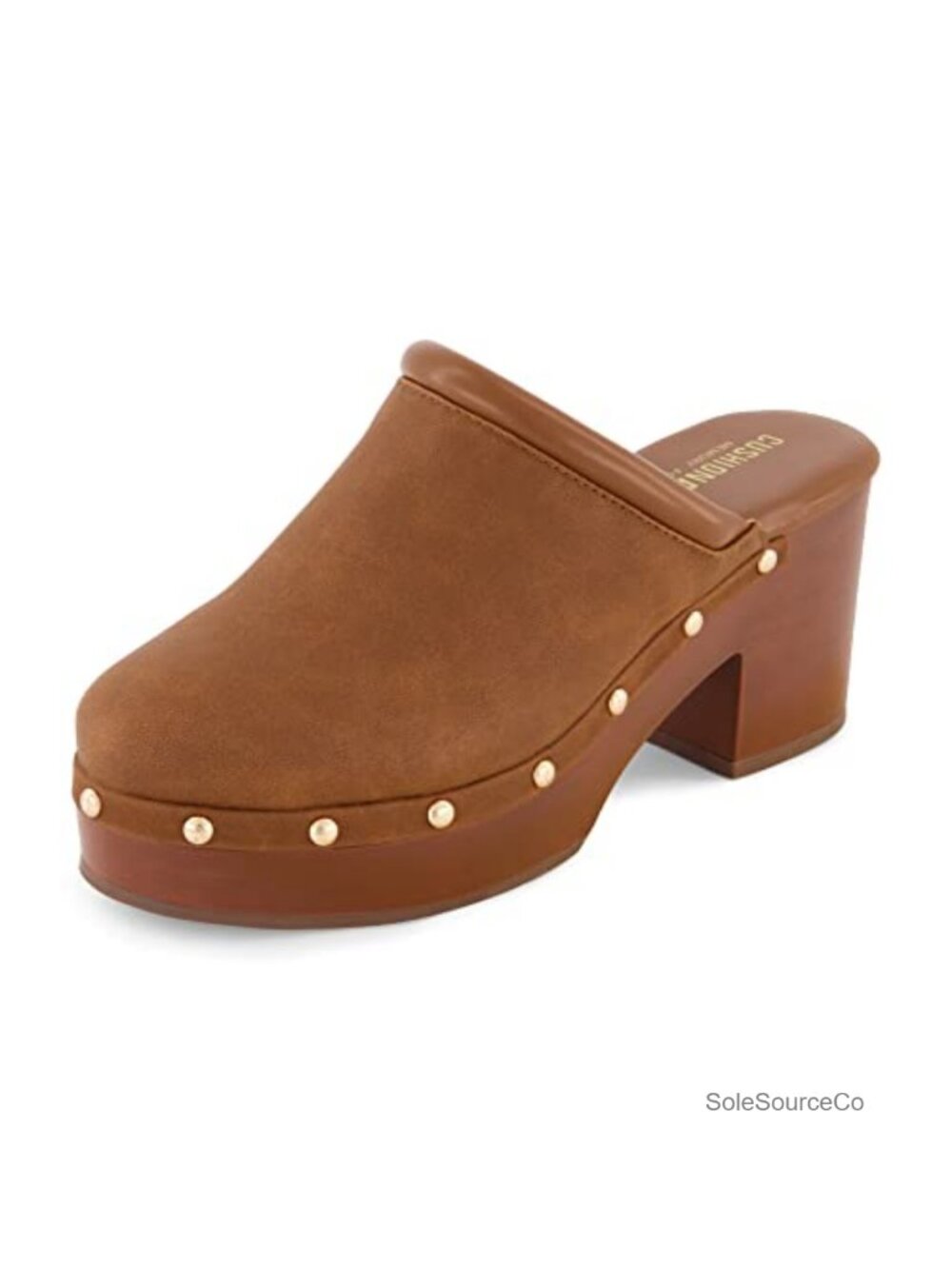 Cushionaire Women's Platform Clogs Heeled Faux Leather Mules with Memory Foam